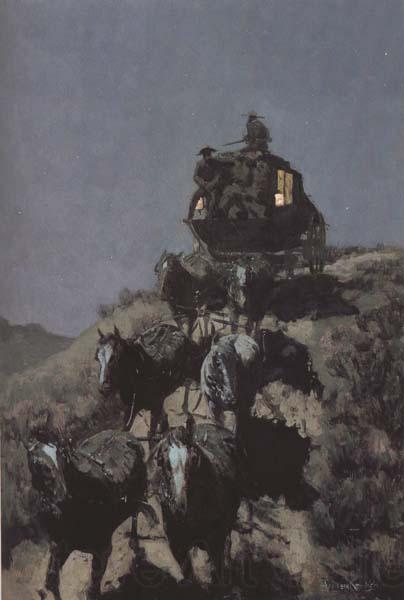 Frederic Remington The Old Stage-Coach of the Plains (mk43) Norge oil painting art